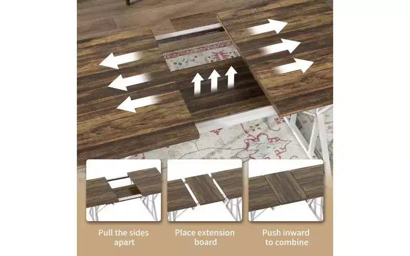TUYOHW 43 Tavolo da Pranzo Rettangolare per 4-6 Persone, Tavolo da Cucina Allungabile con Base a Cavalletto Robusta, Tavolo Salvaspazio per Soggiorno, Sala Conferenze