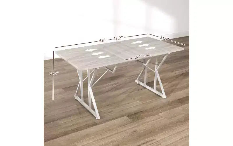 TUYOHW 43 Tavolo da Pranzo Rettangolare per 4-6 Persone, Tavolo da Cucina Allungabile con Base a Cavalletto Robusta, Tavolo Salvaspazio per Soggiorno, Sala Conferenze