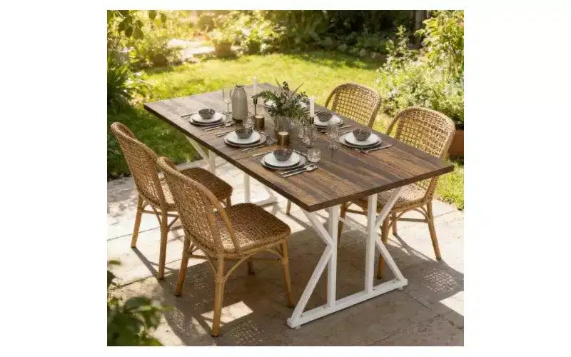 TUYOHW 43 Tavolo da Pranzo Rettangolare per 4-6 Persone, Tavolo da Cucina Allungabile con Base a Cavalletto Robusta, Tavolo Salvaspazio per Soggiorno, Sala Conferenze