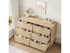 Cassettiera in rattan a 6 cassetti, comò largo 120 cm con maniglie in metallo e robusta base in legno per camera da letto, soggiorno, cameretta, armadio