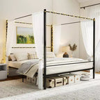 Costway King Metal Canopy Platform Bed Frame Mattress Foundation w/ Slat Support