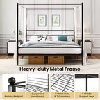 Costway Letto a Baldacchino King Size in Metallo con Rete a Doghe e Struttura Materasso