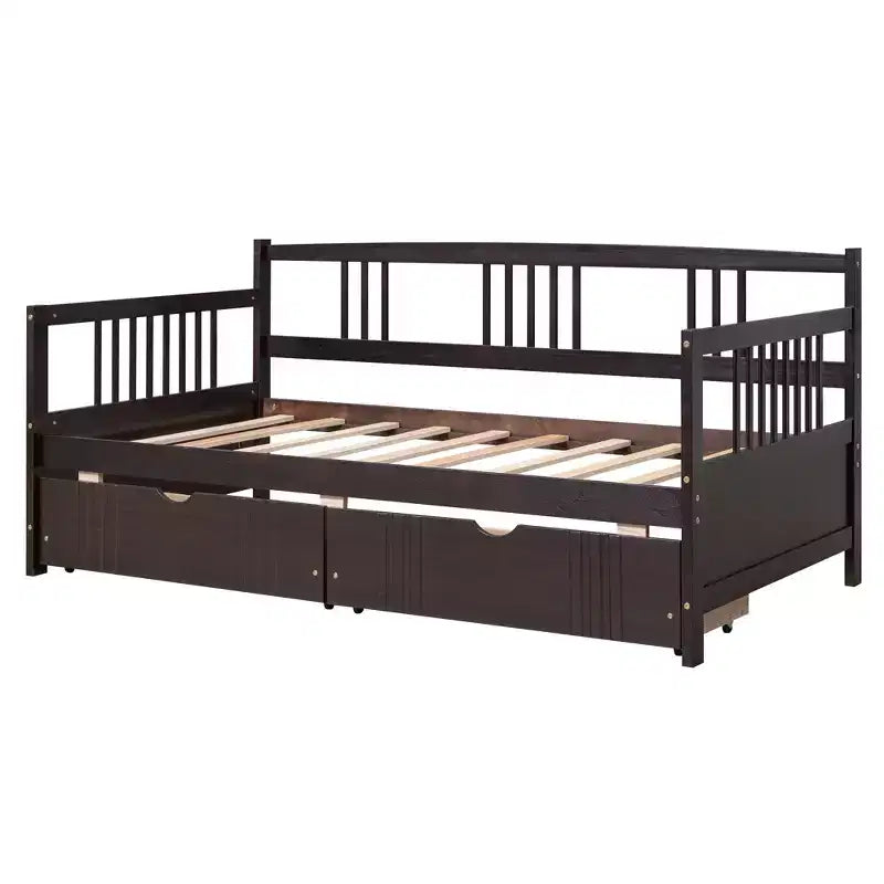 Luxystar Divano Letto Moderno in Legno Queen Size con 2 Cassetti Contenitori