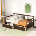 LuxystarQueen Size Modern Wooden Daybed with 2 Storage Drawers