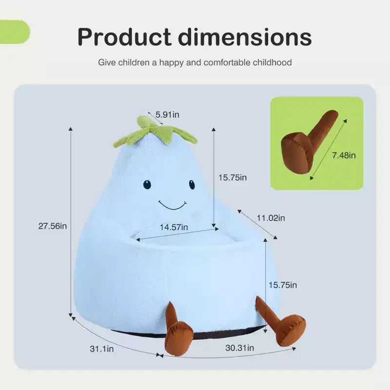Divano a Sacco Zeus & Ruta per Bambini con Imbottitura in Schiuma ad Alta Densità, Forma Ergonomica per Leggere e Giocare