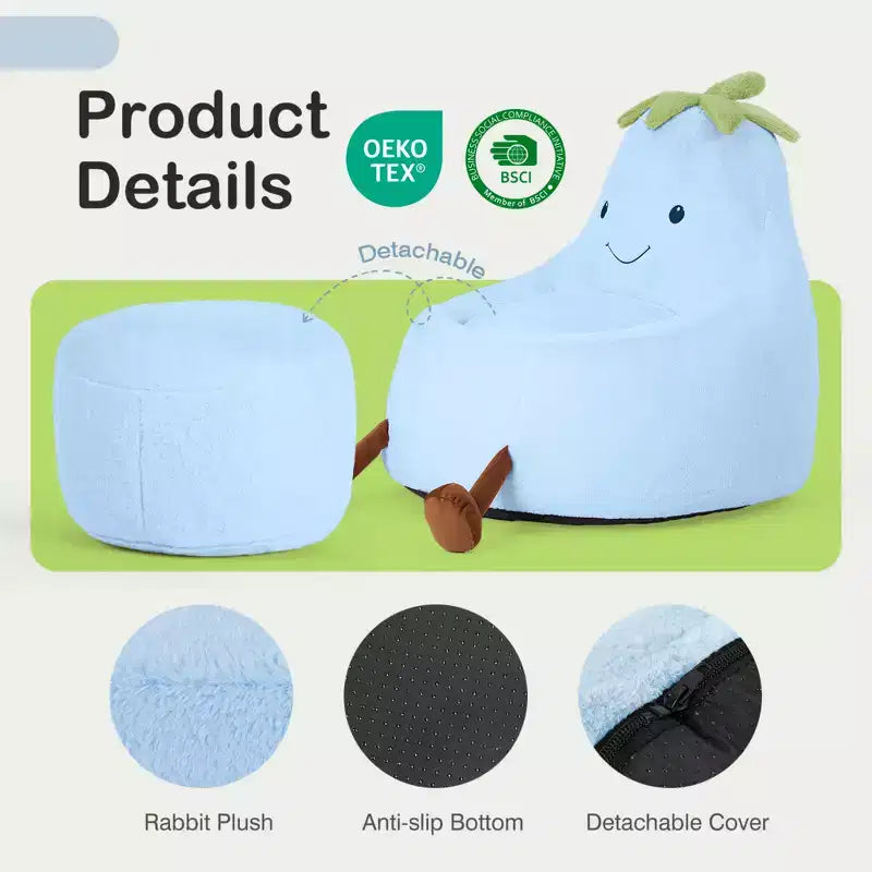 Divano a Sacco Zeus & Ruta per Bambini con Imbottitura in Schiuma ad Alta Densità, Forma Ergonomica per Leggere e Giocare