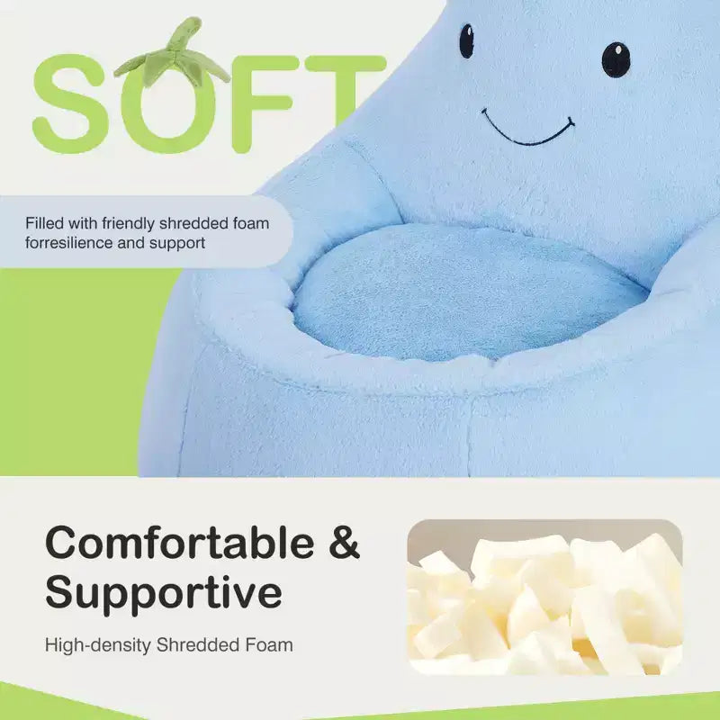 Divano a Sacco Zeus & Ruta per Bambini con Imbottitura in Schiuma ad Alta Densità, Forma Ergonomica per Leggere e Giocare