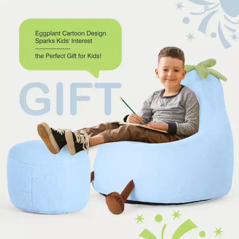 Divano a Sacco Zeus & Ruta per Bambini con Imbottitura in Schiuma ad Alta Densità, Forma Ergonomica per Leggere e Giocare