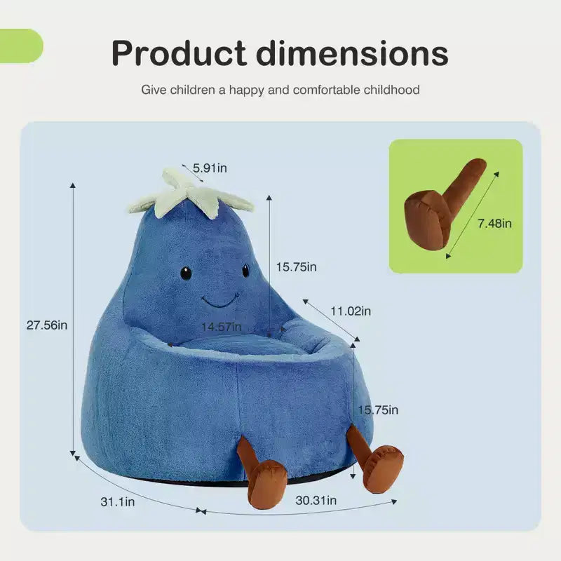 Divano a Sacco Zeus & Ruta per Bambini con Imbottitura in Schiuma ad Alta Densità, Forma Ergonomica per Leggere e Giocare