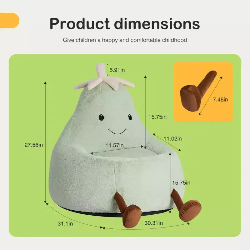 Divano a Sacco Zeus & Ruta per Bambini con Imbottitura in Schiuma ad Alta Densità, Forma Ergonomica per Leggere e Giocare