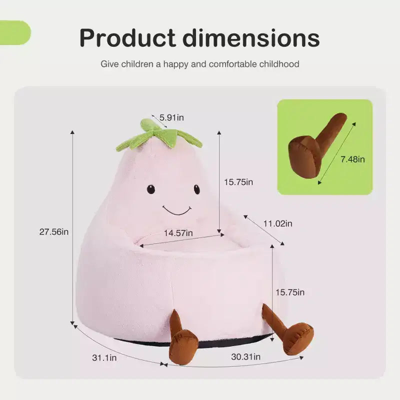 Divano a Sacco Zeus & Ruta per Bambini con Imbottitura in Schiuma ad Alta Densità, Forma Ergonomica per Leggere e Giocare