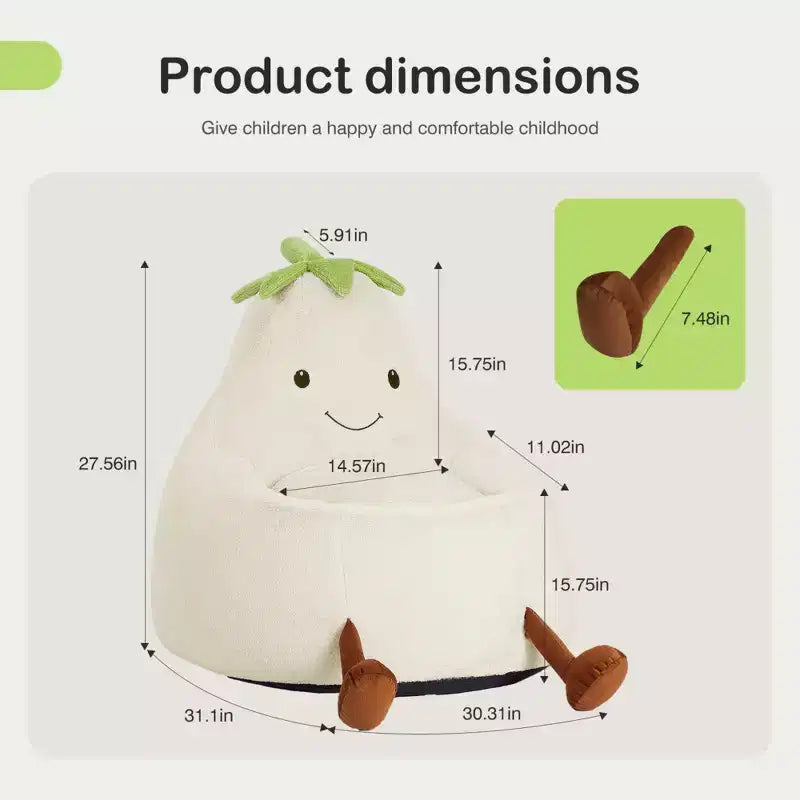 Divano a Sacco Zeus & Ruta per Bambini con Imbottitura in Schiuma ad Alta Densità, Forma Ergonomica per Leggere e Giocare