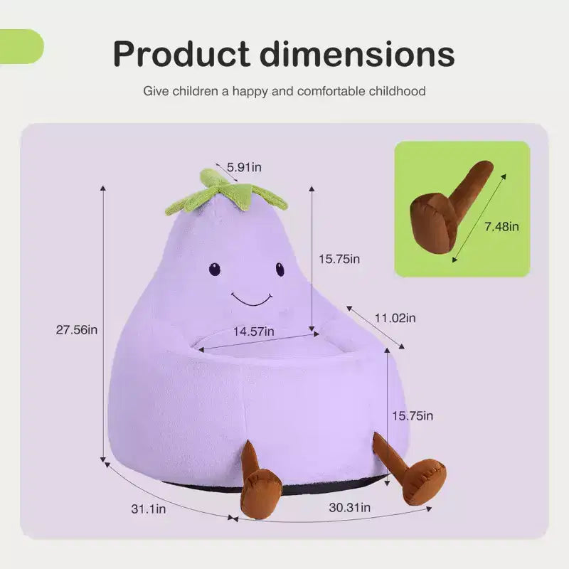 Divano a Sacco Zeus & Ruta per Bambini con Imbottitura in Schiuma ad Alta Densità, Forma Ergonomica per Leggere e Giocare