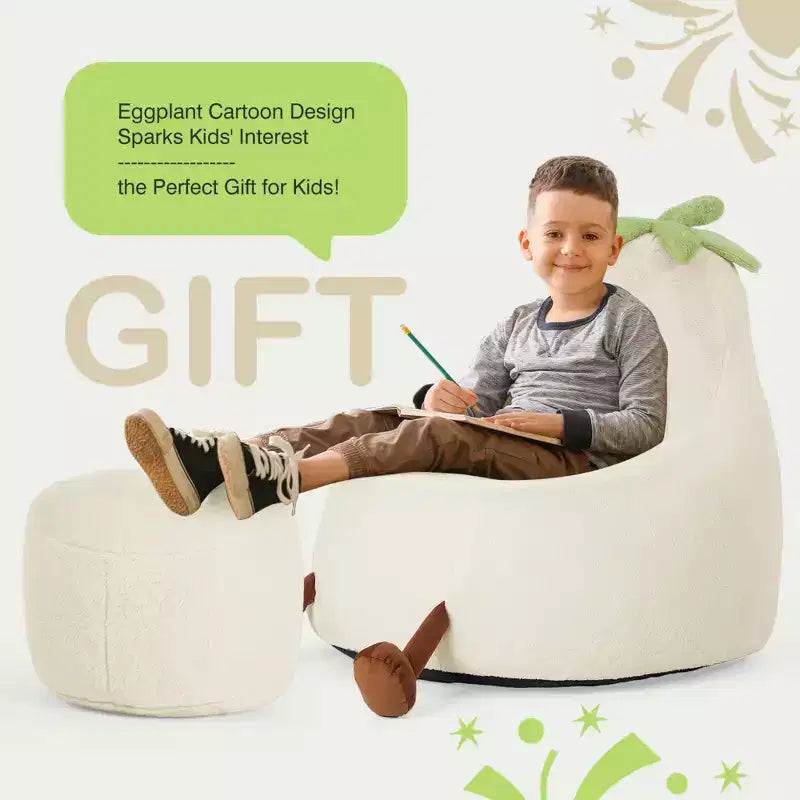 Divano a Sacco Zeus & Ruta per Bambini con Imbottitura in Schiuma ad Alta Densità, Forma Ergonomica per Leggere e Giocare