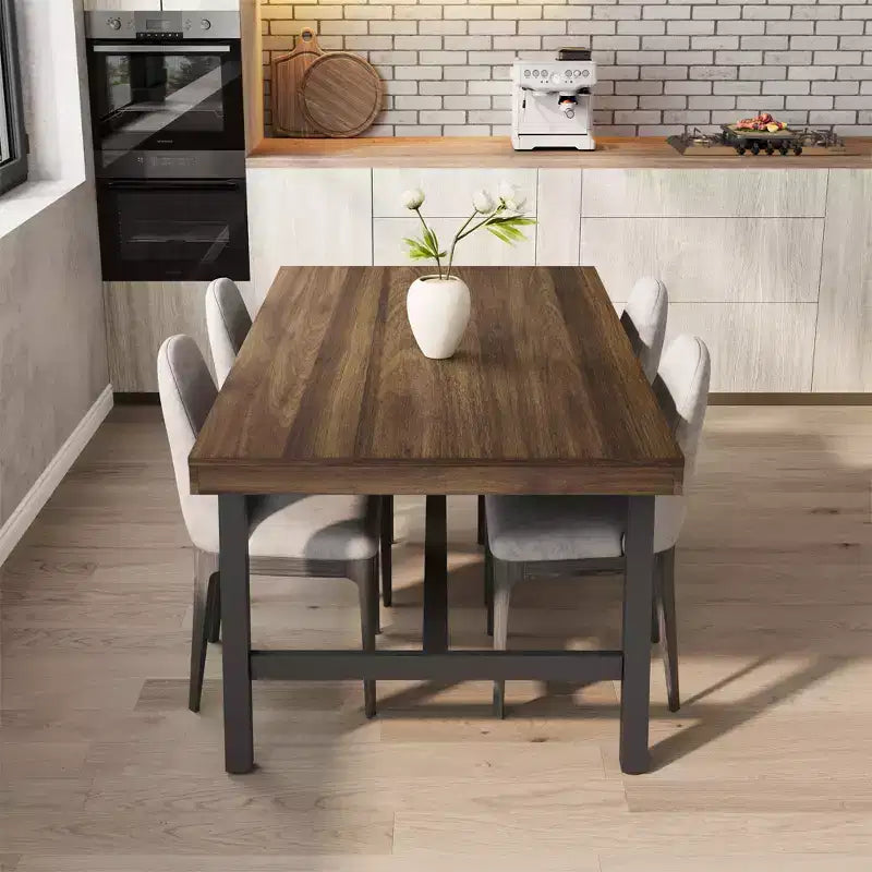 COZONY Tavolo da Pranzo Industriale per 6-8 Persone, Grande Tavolo da Cucina Rettangolare in Legno con Robusto Telaio in Metallo per Sala da Pranzo