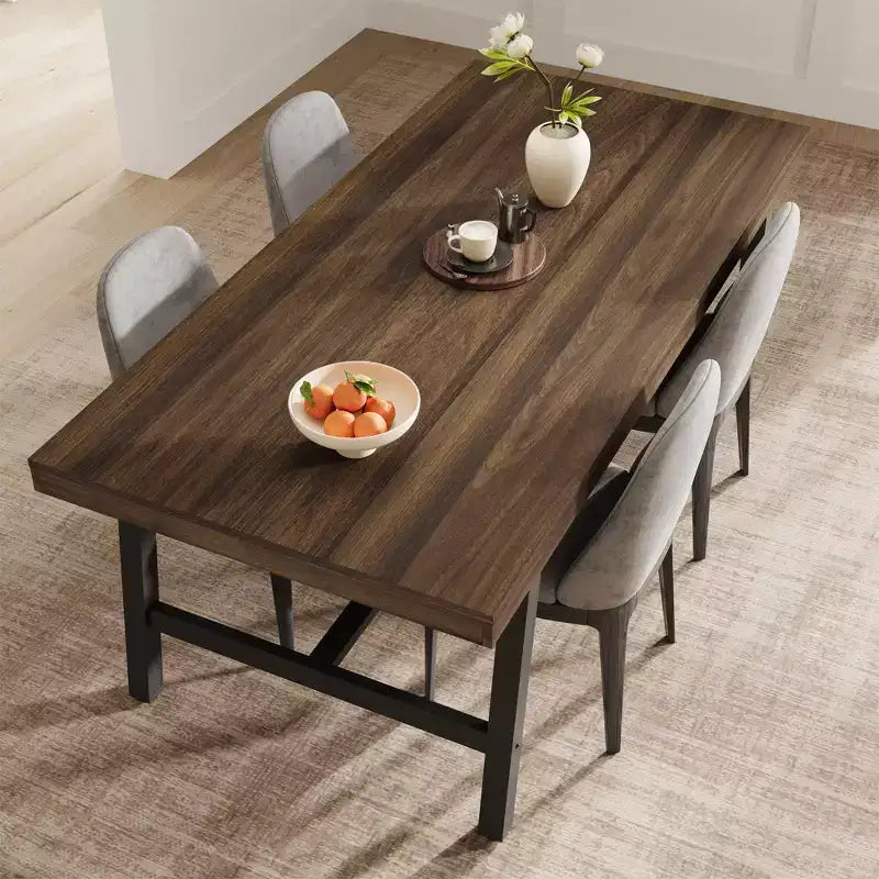 COZONY Tavolo da Pranzo Industriale per 6-8 Persone, Grande Tavolo da Cucina Rettangolare in Legno con Robusto Telaio in Metallo per Sala da Pranzo