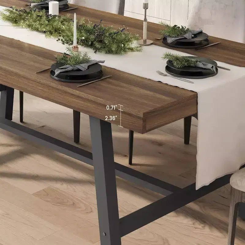 COZONY Tavolo da Pranzo Industriale per 6-8 Persone, Grande Tavolo da Cucina Rettangolare in Legno con Robusto Telaio in Metallo per Sala da Pranzo