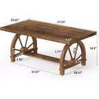 Tavolino da caffè Lantine in legno massello da 47 pollici, tavolino rettangolare in stile rustico per soggiorno, mobile da cocktail in stile rustico, facile da montare