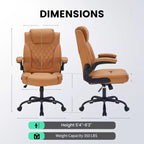 Sedia da ufficio direzionale in pelle, sedia da scrivania ergonomica per carichi pesanti da 158 kg con supporto lombare, braccioli imbottiti ribaltabili, blocco reclinazione e rotazione a 360°