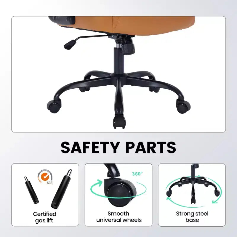 Sedia da ufficio direzionale in pelle, sedia da scrivania ergonomica per carichi pesanti da 158 kg con supporto lombare, braccioli imbottiti ribaltabili, blocco reclinazione e rotazione a 360°