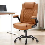 Sedia da ufficio direzionale in pelle, sedia da scrivania ergonomica per carichi pesanti da 158 kg con supporto lombare, braccioli imbottiti ribaltabili, blocco reclinazione e rotazione a 360°