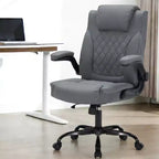 Sedia da ufficio direzionale in pelle, sedia da scrivania ergonomica per carichi pesanti da 158 kg con supporto lombare, braccioli imbottiti ribaltabili, blocco reclinazione e rotazione a 360°