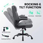 Sedia da ufficio direzionale in pelle, sedia da scrivania ergonomica per carichi pesanti da 158 kg con supporto lombare, braccioli imbottiti ribaltabili, blocco reclinazione e rotazione a 360°