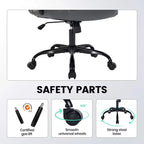 Sedia da ufficio direzionale in pelle, sedia da scrivania ergonomica per carichi pesanti da 158 kg con supporto lombare, braccioli imbottiti ribaltabili, blocco reclinazione e rotazione a 360°
