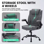Sedia da ufficio direzionale in pelle, sedia da scrivania ergonomica per carichi pesanti da 158 kg con supporto lombare, braccioli imbottiti ribaltabili, blocco reclinazione e rotazione a 360°