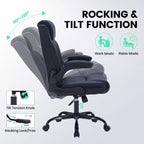 Sedia da ufficio direzionale in pelle, sedia da scrivania ergonomica per carichi pesanti da 158 kg con supporto lombare, braccioli imbottiti ribaltabili, blocco reclinazione e rotazione a 360°
