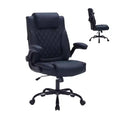 Leather Executive Office Chair, 350Lbs Heavy Duty Ergonomic Desk Chair with Lumbar Support, Padded Flip-Up Arms, Tilt Lock & 360 Swivel