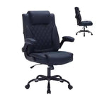 Leather Executive Office Chair, 350Lbs Heavy Duty Ergonomic Desk Chair with Lumbar Support, Padded Flip-Up Arms, Tilt Lock & 360 Swivel
