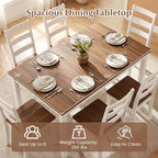 Tavolo da pranzo rettangolare Costway da 152 cm con gambe in legno massiccio di gomma per cucina sala da pranzo, marrone e bianco