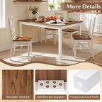 Tavolo da pranzo rettangolare Costway da 152 cm con gambe in legno massiccio di gomma per cucina sala da pranzo, marrone e bianco