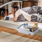 ACOINEL Mensola da comodino per letto, mensola pieghevole a clip per letto a castello con cassetto, portabicchieri e portacavi, bianca