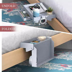 ACOINEL Mensola da comodino per letto, mensola pieghevole a clip per letto a castello con cassetto, portabicchieri e portacavi, bianca