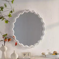 28 Modern Round Decorative Wall Mirror with Matte Wavy Frame, Wall-Mounted Accent Mirror for Living Room or Bathroom Dcor-Panipeachy