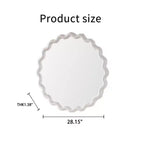 Specchio decorativo rotondo moderno da parete da 71 cm con cornice ondulata opaca, specchio d'accento da parete per soggiorno o bagno - Panipeachy