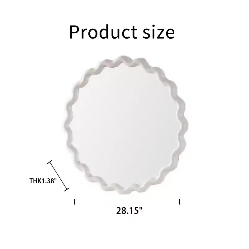 Specchio decorativo rotondo moderno da parete da 71 cm con cornice ondulata opaca, specchio d'accento da parete per soggiorno o bagno - Panipeachy