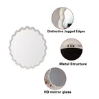 Specchio decorativo rotondo moderno da parete da 71 cm con cornice ondulata opaca, specchio d'accento da parete per soggiorno o bagno - Panipeachy