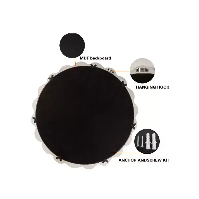 Specchio decorativo rotondo moderno da parete da 71 cm con cornice ondulata opaca, specchio d'accento da parete per soggiorno o bagno - Panipeachy