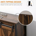 Mobile Buffet Rustico con Ante Scorrevoli a Granaio - Credenza con 3 Cassetti e Ripiani Regolabili