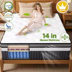 King Mattress In a Box, 14 Cooling Gel Memory Foam King Size Mattress, Medium Firm for Presure Relief&Cooler Sleep, CertiPUR-US