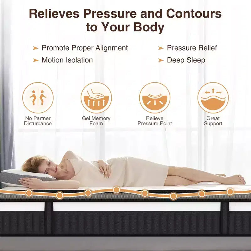 Materasso King in scatola, 14 pollici Gel rinfrescante Memory Foam King Size, Rigidità Media per Sollievo dalla Pressione e Sonno più Fresco, CertiPUR-US