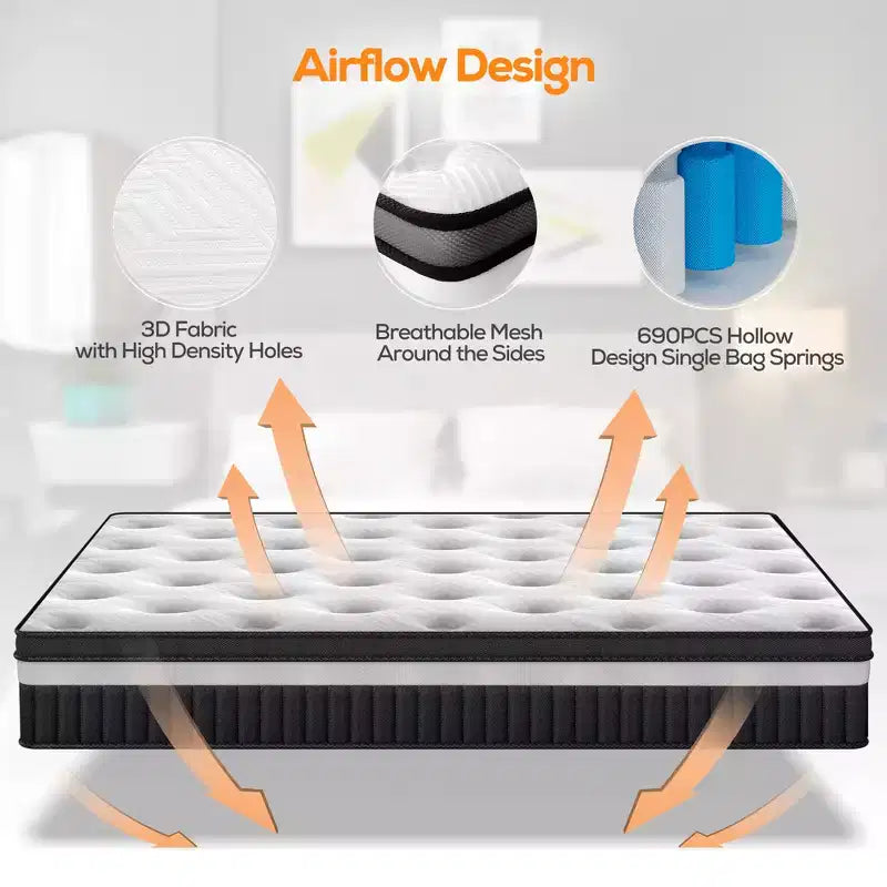 Materasso King in scatola, 14 pollici Gel rinfrescante Memory Foam King Size, Rigidità Media per Sollievo dalla Pressione e Sonno più Fresco, CertiPUR-US