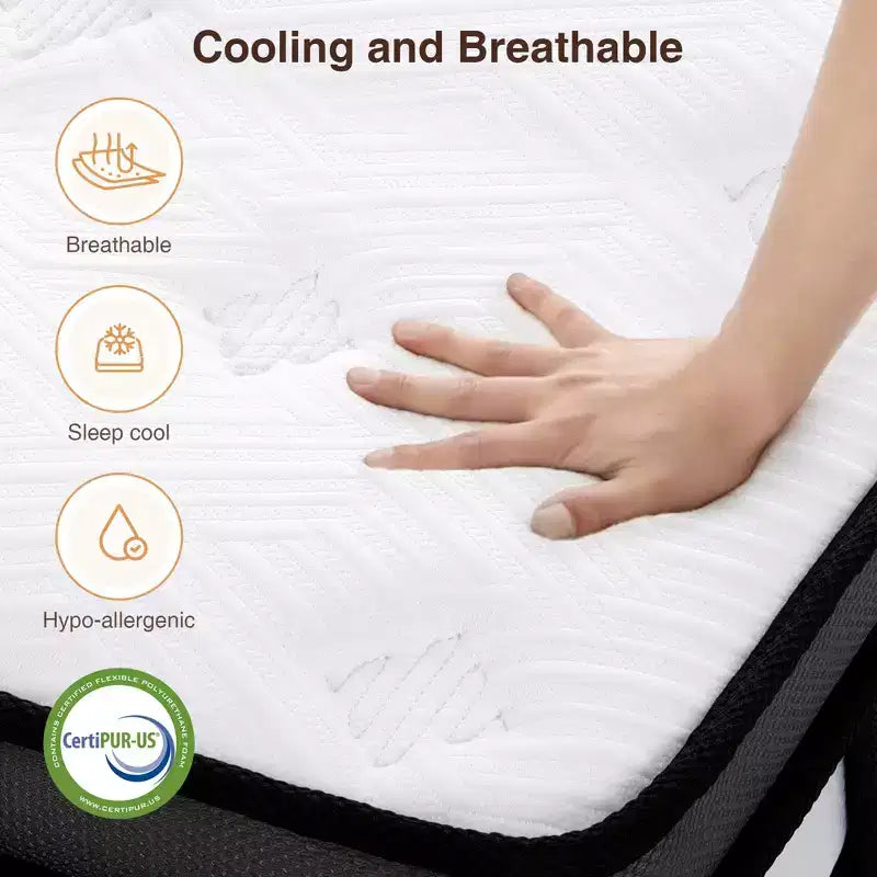 Materasso King in scatola, 14 pollici Gel rinfrescante Memory Foam King Size, Rigidità Media per Sollievo dalla Pressione e Sonno più Fresco, CertiPUR-US