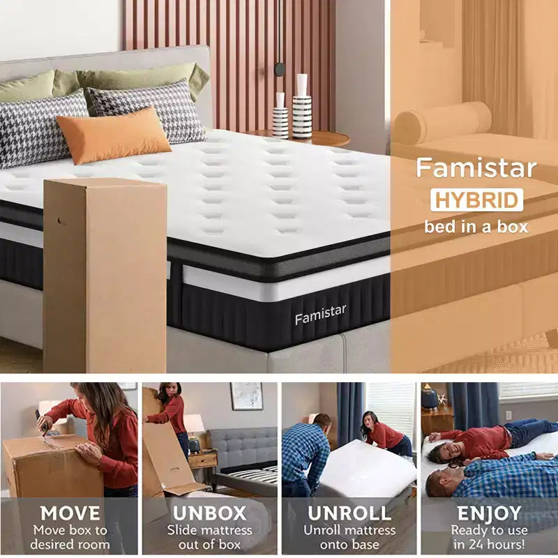 Materasso King in scatola, 14 pollici Gel rinfrescante Memory Foam King Size, Rigidità Media per Sollievo dalla Pressione e Sonno più Fresco, CertiPUR-US