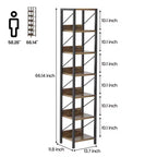 Libreria stretta GustoWave, 7 ripiani, scaffali in piedi con struttura in metallo, scaffali espositivi rustici per camera da letto, soggiorno, ufficio domestico