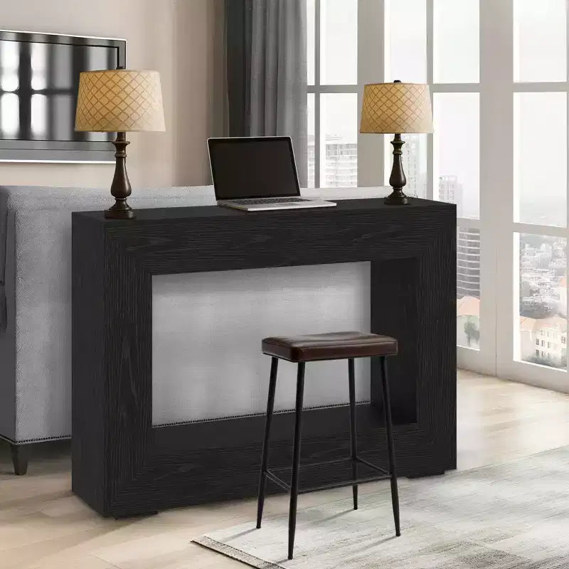COZONY 47 Tavolo Console Rustico per Ingresso, Tavolino Laterale per Divano in Legno con Contenitore, Finitura Noce Nero