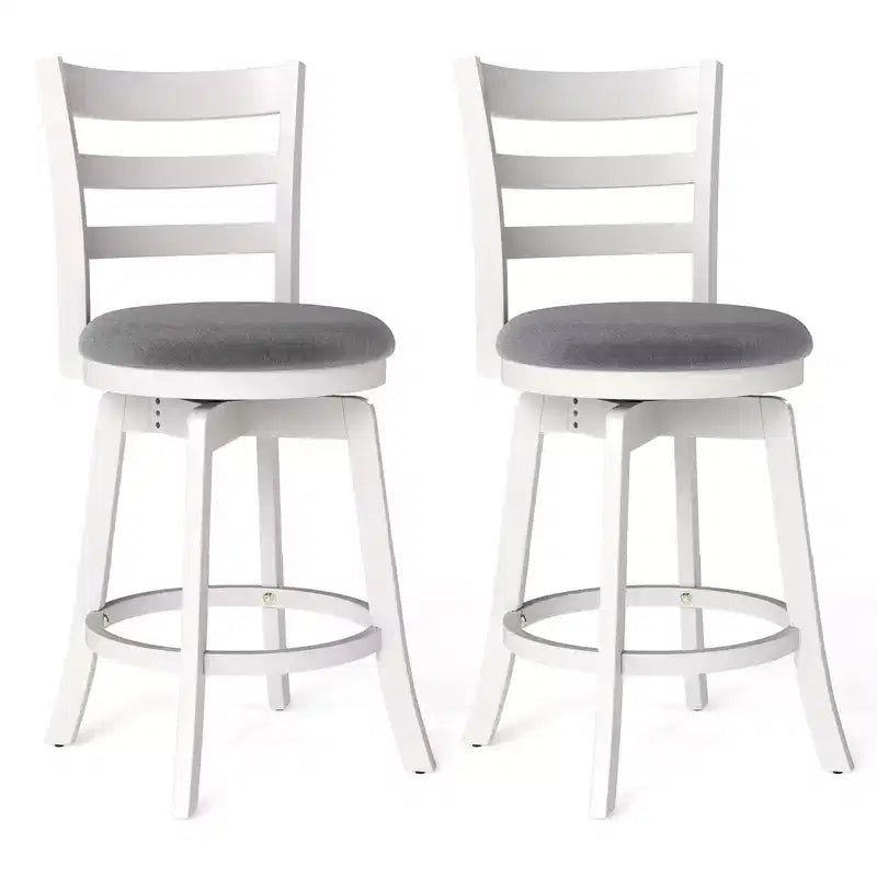 Costway 25'' Swivel Counter Barstools Set of 2 w/Backrest & Upholstered Seat Footrest
